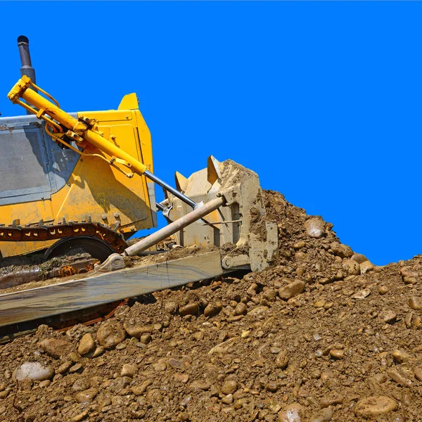 Bulldozer Construction Protective Dam — Stockfoto