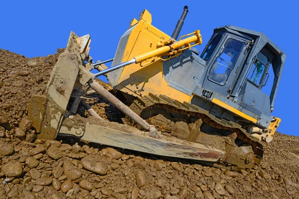 Bulldozer Construction Protective Dam — Stockfoto