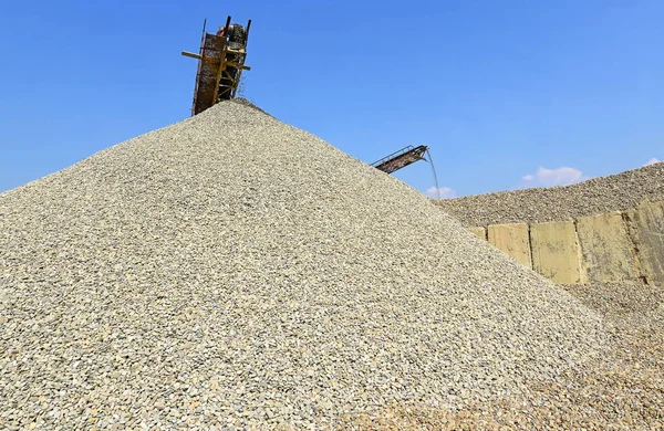 A pile of washed river gravel