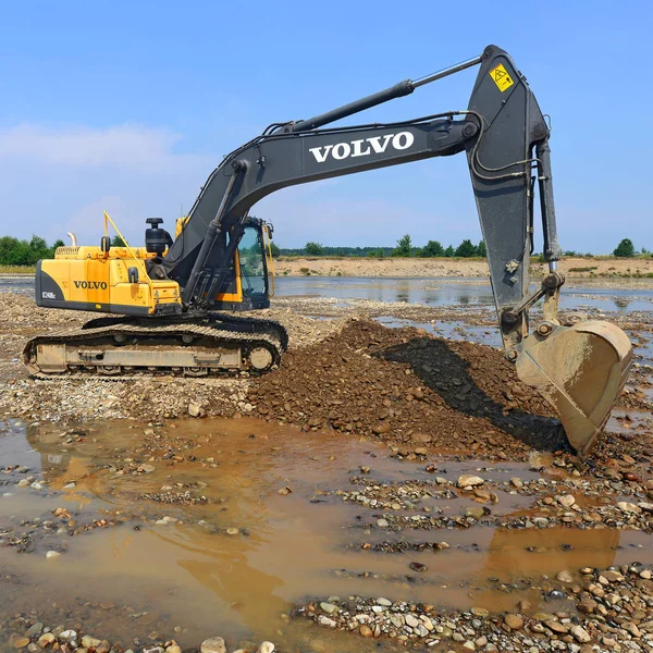 Kalush, Ukraine - July 22, 2013: Gravel excavated in the mainstream of the river near the town Kalush, Western Ukraine .