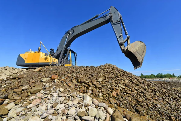 Escavadeira Trabalhando Canteiro Obras — Fotografia de Stock