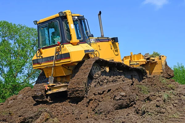 Kalusch Ukraine Mai Die Planierraupe Auf Einer Baustelle Der Nähe — Stockfoto