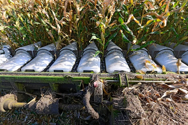 Details of corn harvesting combine