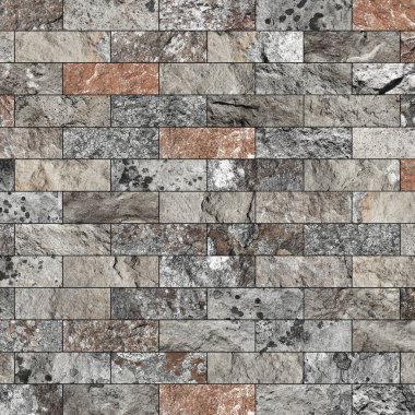 Bir taş doku şeklinde bir desenli seramik karo döşeme parçası.