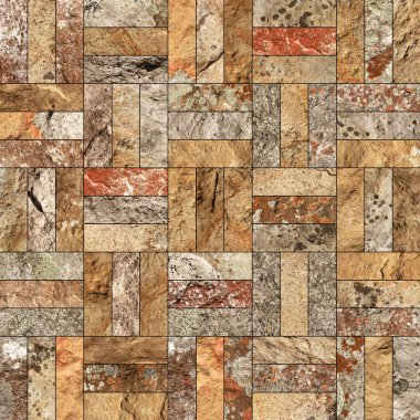 Bir taş doku şeklinde bir desenli seramik karo döşeme parçası.