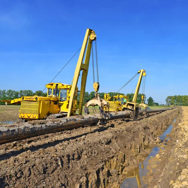 Kalush Ukraine Août Réparation Pipeline Dans Champ Près Ville Kalush — Photo