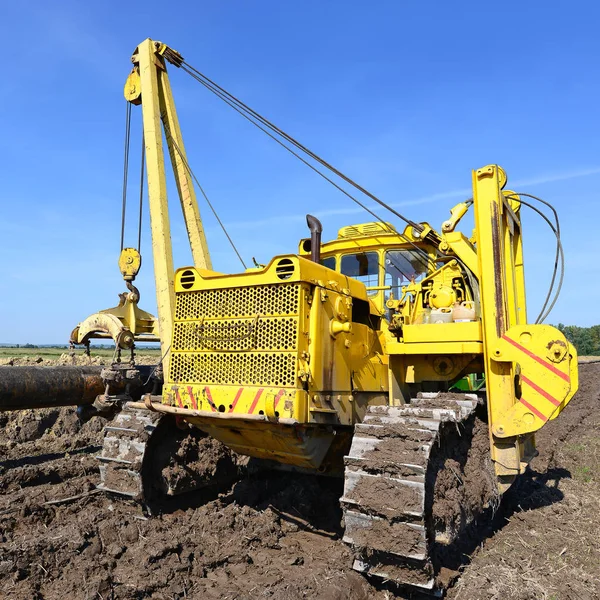 Pipelayer Sprawie Naprawy Rurociągu — Zdjęcie stockowe