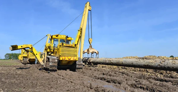 Pipelayer Sprawie Naprawy Rurociągu — Zdjęcie stockowe