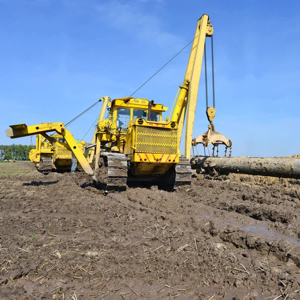 Pipelayer Sprawie Naprawy Rurociągu — Zdjęcie stockowe