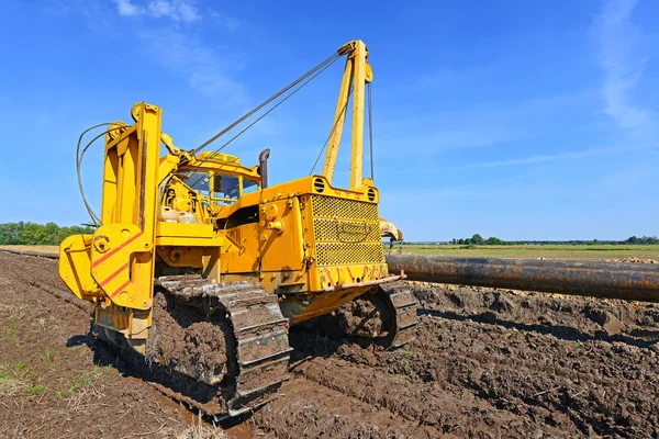 Pipelayer Sobre Reparação Gasoduto — Fotografia de Stock