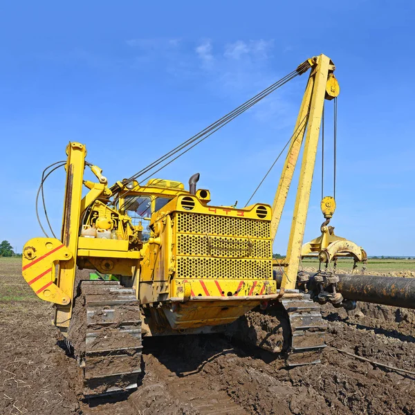 Pipelayer Sprawie Naprawy Rurociągu — Zdjęcie stockowe