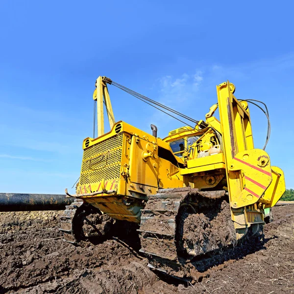 Pipelayer Sprawie Naprawy Rurociągu — Zdjęcie stockowe