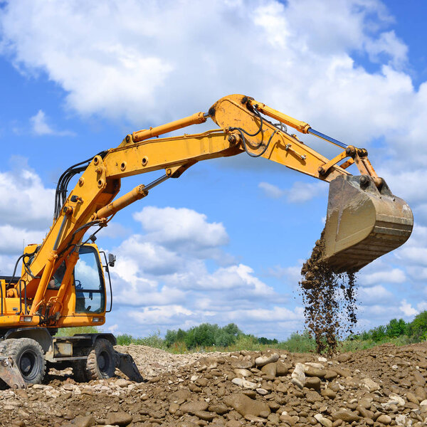 excavator working on a construction site 