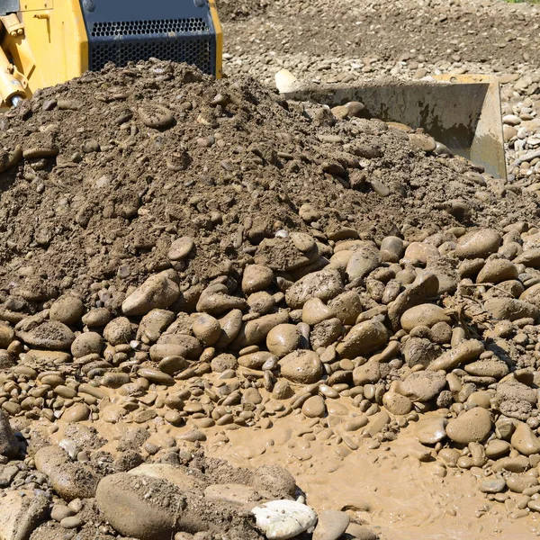 Construction Site Shovel Concrete Ground — 图库照片