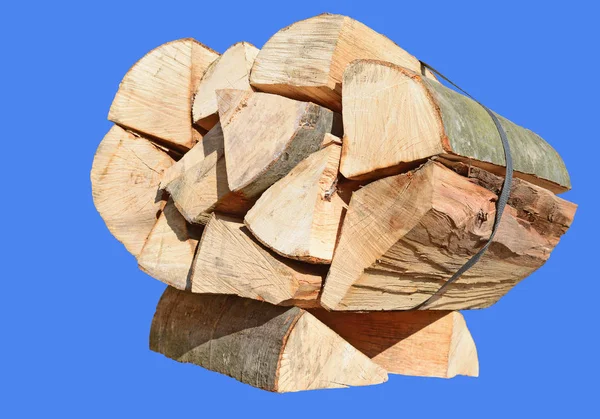 Wood Logs Background Blue Sky — Foto Stock
