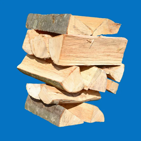 Wood Logs Background Blue Sky — Stok fotoğraf