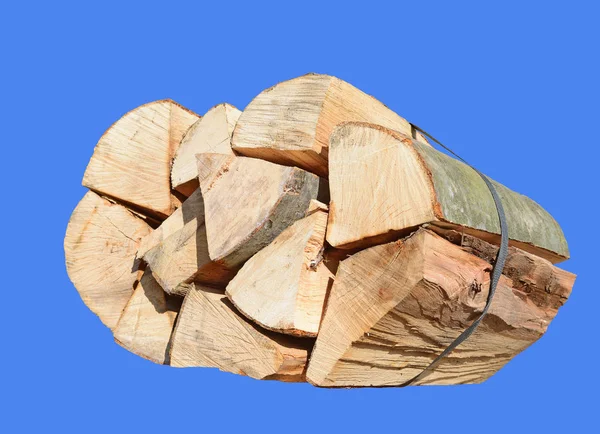 Wood Logs Background Blue Sky — Stockfoto