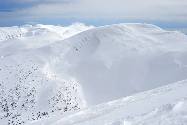 Winter Een Heuvel Een Berglandschap — Stockfoto