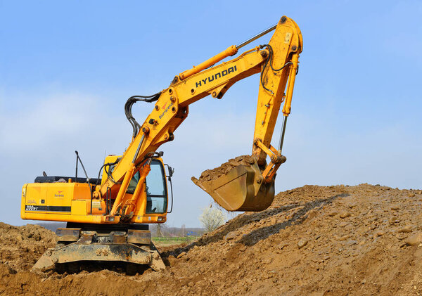excavator working at the field