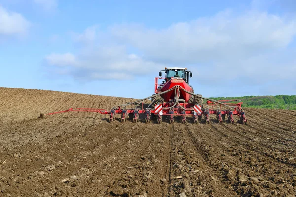 Kalush Oekraïne April 2016 Planting Corn Stond Planter Het Veld — Stockfoto