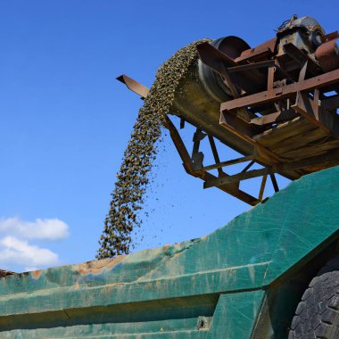Loading gravel into the car belt conveyor