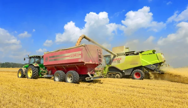 Överbelastning Korn Skördare Korn Tanken Traktor Släp — Stockfoto