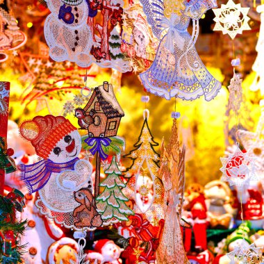Dresden, Germany - November 29: Decorations for Christmas at an outdoor shopping tray in Dresden , Germany November 29, 2016.