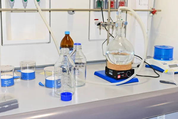 Kemiskt Experiment Laboratorieutrustning Vetenskaplig Forskning — Stockfoto