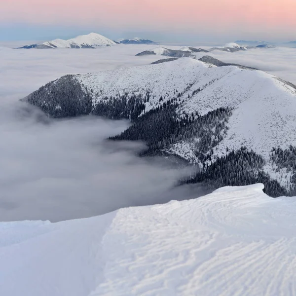 Soirée Hiver Dans Les Carpates — Photo