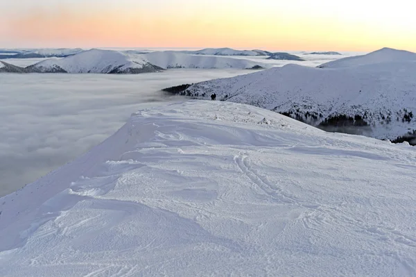 Soirée Hiver Dans Les Carpates — Photo