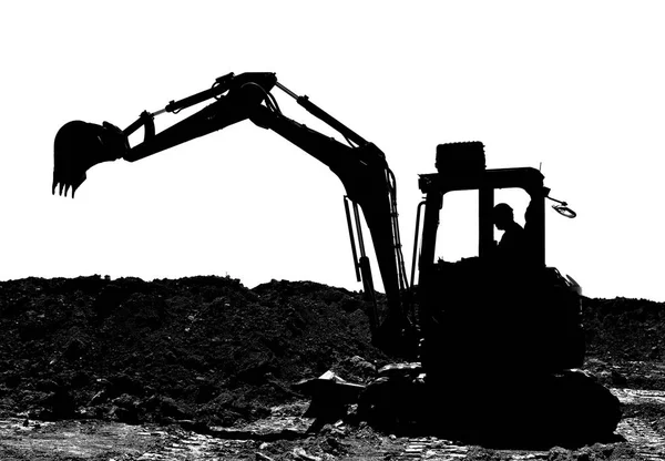 Den Moderna Grävmaskinen Utför Grävningsarbeten Byggarbetsplatsen — Stockfoto