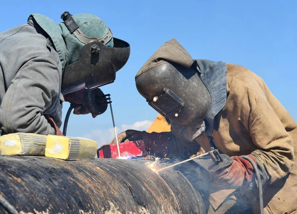 Soudeurs Sur Les Réparations Pipeline — Photo