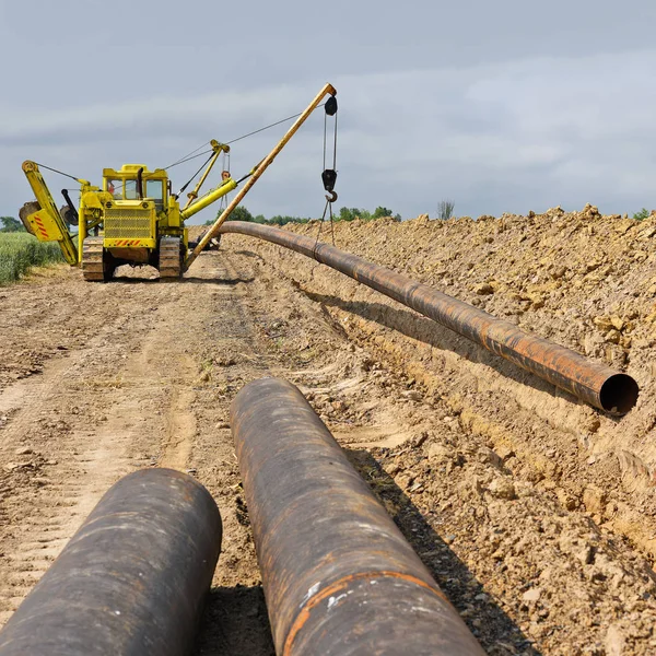 Couche Tuyau Sur Réparation Pipeline — Photo