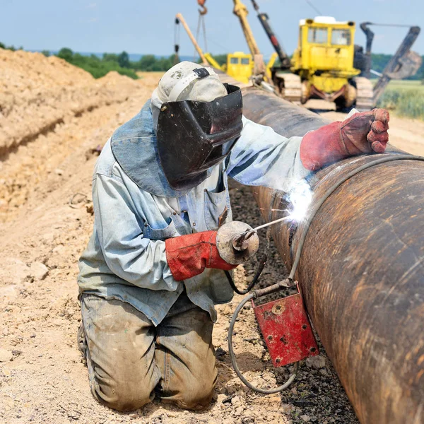 Soudeur Sur Les Réparations Pipeline — Photo