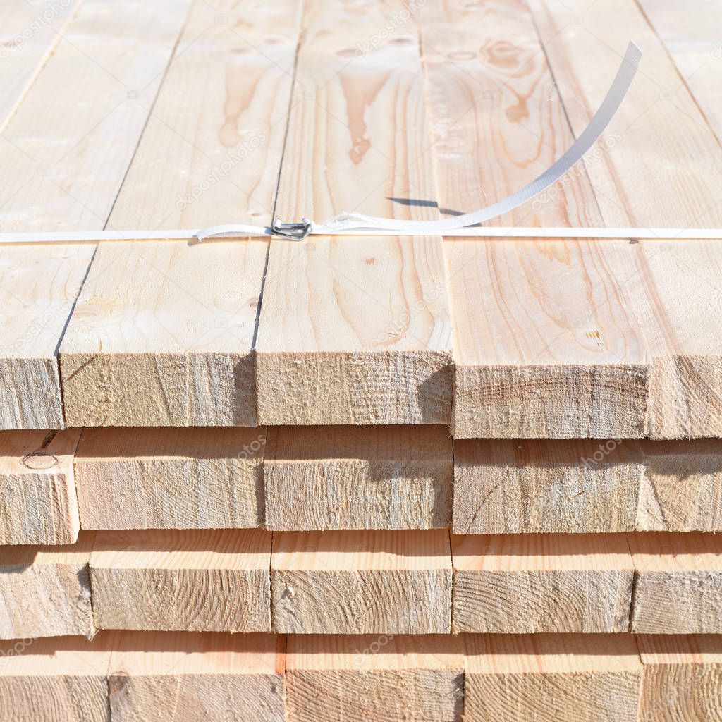 Eaves board in stacks. 