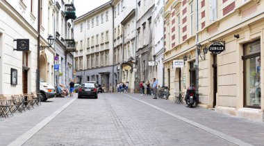 İsveç 'teki Stockholm şehrinin sokak manzarası