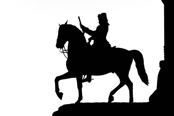 silhouette of statue of knight on horse