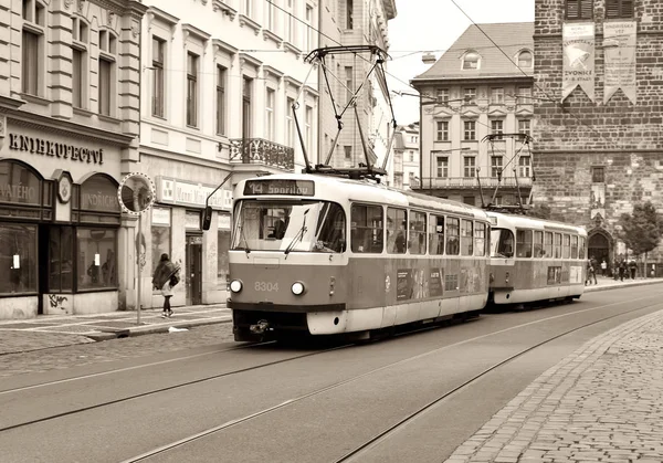 Praga República Checa Mayo 2017 Antiguo Tranvía Las Calles Ciudad — Foto de Stock
