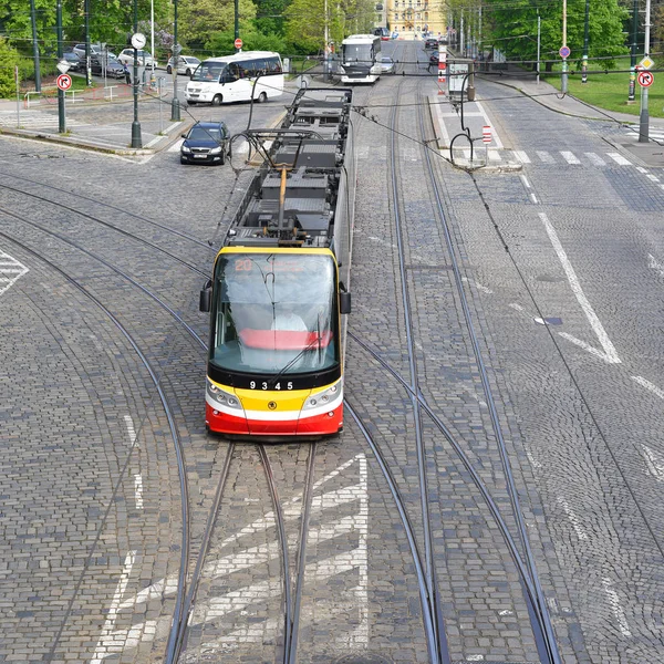 Prague Tsjechië Mei 2017 Een Moderne Tram Straten Van Stad — Stockfoto