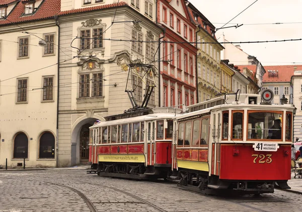 Praga República Checa Mayo 2018 Antiguo Tranvía Las Calles Ciudad — Foto de Stock