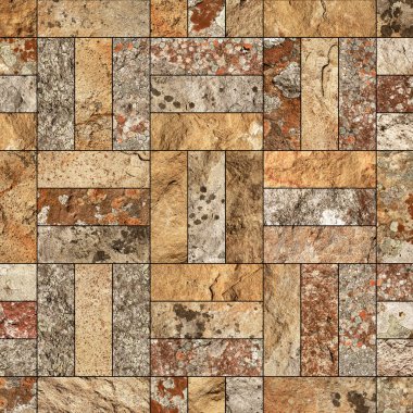 Bir taş doku şeklinde bir desenli seramik karo döşeme parçası.