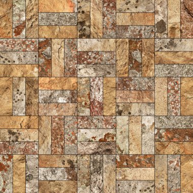 Bir taş doku şeklinde bir desenli seramik karo döşeme parçası.