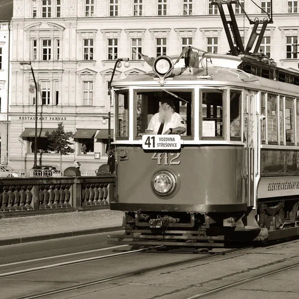 Praha Česká Republika Září 2018 Staré Tramvaje Okružní Prohlídkové Trasy — Stock fotografie