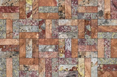 Bir taş doku şeklinde bir desenli seramik karo döşeme parçası.