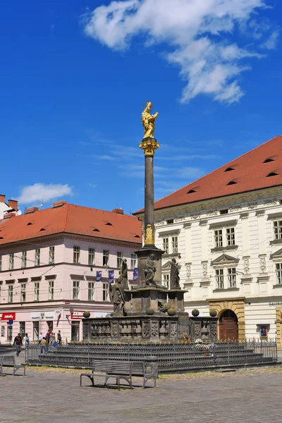 Pilsen Tschechische Republik Mai 2018 Blick Auf Die Pestsäule Auf — Stockfoto