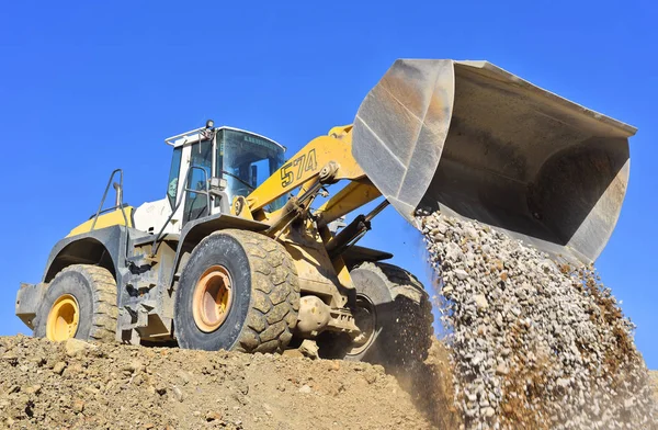 Ucrânia Polyanytsya Outubro 2018 Carregador Rodas Marca Liebherr Canteiro Obras — Fotografia de Stock