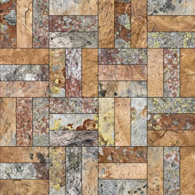 Bir taş doku şeklinde bir desenli seramik karo döşeme parçası.