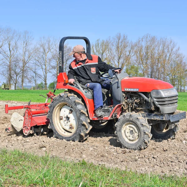 Kalush Ukraine Circa October Tractor Plowing Field — Stock Fotó