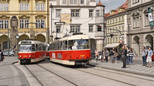 Praga República Checa Mayo 2018 Antiguo Tranvía Las Calles Ciudad — Foto de Stock