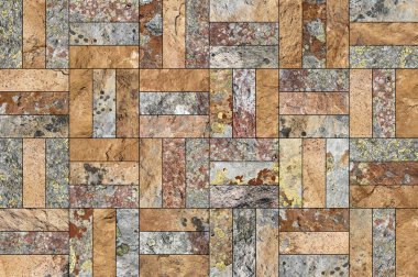 Bir taş doku şeklinde bir desenli seramik karo döşeme parçası.